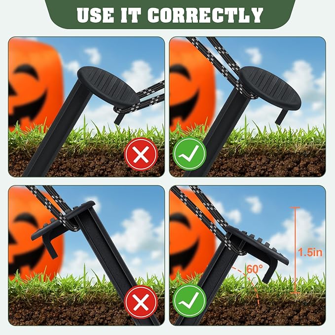 18 Pcs Plastic Inflatable Stakes Ground 5.7'' Plastic Garden Stakes for Inflatables, Blow Up, Tent