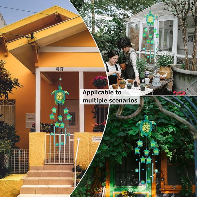 Sea Turtle Wind Chimes - Memorial Gift for Mom, Outdoor Garden Decor, Turtle Lover Gift