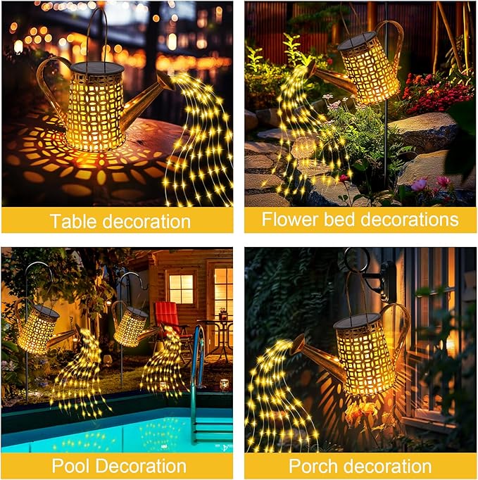 Solar Watering Can Lights, Owl Gifts for Women Mom Grandma Birthday, Waterproof Outdoor Garden Decor Large Hanging Solar Lanterns Garden Lights for Patio Porch Yard Flowerbed Pathway