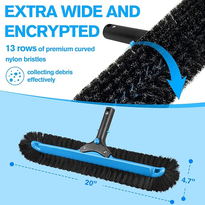 KingSom Swimming Pool Cleaning Kit,Pool Cleaning Tool with EZ Clip,Include 20" Round Pool Brush Head,19" Pool Scrub Brush,Deep Skimmer Net,Leaf Rake Net,Pool Cleaning Equipment for Above Pool(NO Pole)