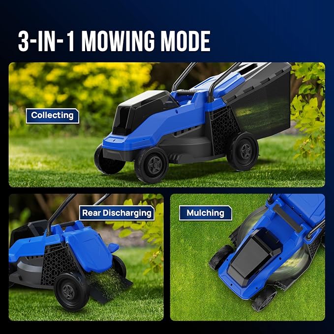 Wild Badger Power 40V 14" Cordless Lawn Mower, Up to 1600sq.ft, Brushless Motor, 5 Height Settings, Bagging & Mulching, Quick-Fold, 4.0Ah Battery & Fast Charger Included
