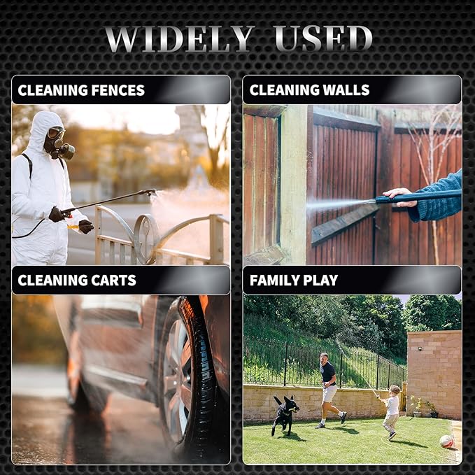 Cordless Pressure Washer with Grip,652 PSI Power Cleaner with 3-Speed Adjustment,6-in-1 Nozzle,21V Rechargeable 4.0Ah Battery High-Pressure Car Washer Gun for Home/Floor/Car Cleaning&Watering