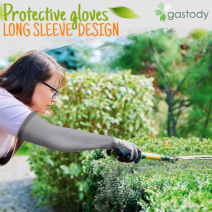 Gastody™ Long Sleeve Gardening Gloves Women and Men - Long Cuff Garden Gloves, Multipurpose Heavy Duty Outdoor and Indoor