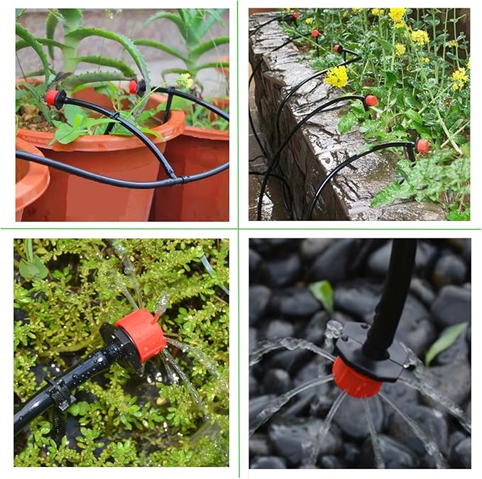 100Pcs 360 Degree Adjustable Irrigation Drippers Sprinklers, 1/4 Inch Emitters Drip for Watering System