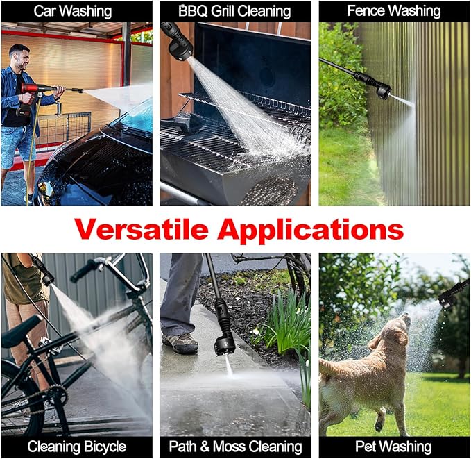 Cordless Pressure Washer, 2000PSI MAX Portable Pressure Washer with Brushless Motor, 5.0Ah Battery, 4 Speed Adjustment LCD Touch Screen, 6-in-1 Nozzle, No Faucet & Garden Hose Connectors
