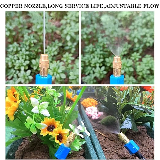 Atomizing kit,82FT 360 Degree Adjustable Copper Sprayer atomizing System,9/12mm(ID/OD) trubing Watering Plant Devices Nozzle Emitters Sprinkler Pneumatic Fittings Connection. (15)