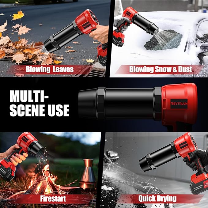 2025 Upgraded Cordless Leaf Blower with Extended Nozzle,600000RPM Turbo Jet Blower, Electric Small Blower with 2x4.0Ah Batteries,Lightweight Handheld Leaf Blower for Patio,Leaves,Snow,Car Cleaning