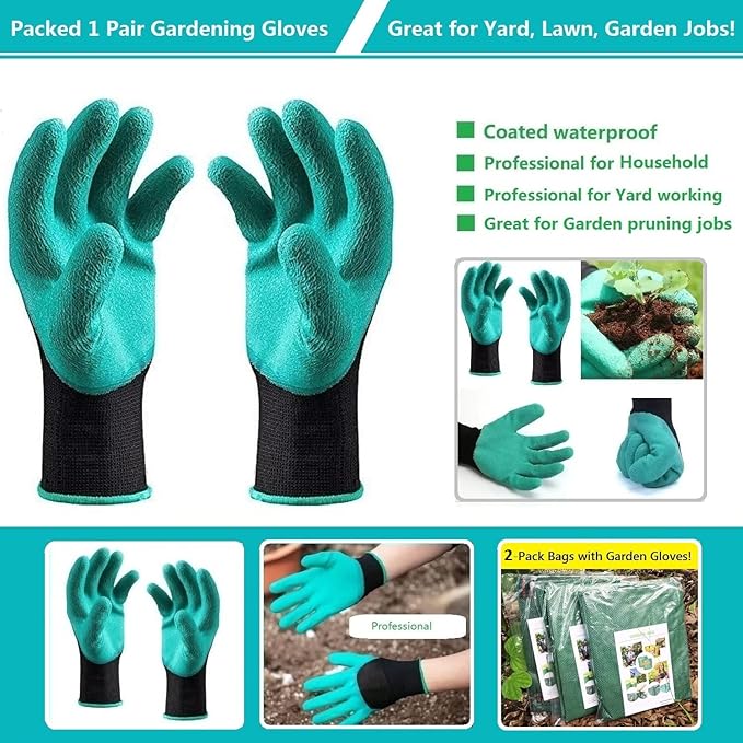 Professional 2-Pack 72 Gallon Large Yard Garden Bags (D26, H30 in) with Gardening Gloves for Yard Waste,Leaf Bag,Lawn Debris Bag,Camping Trash Container,Recycle Bin,Grass Clippings,Weed Bags 4 Handles