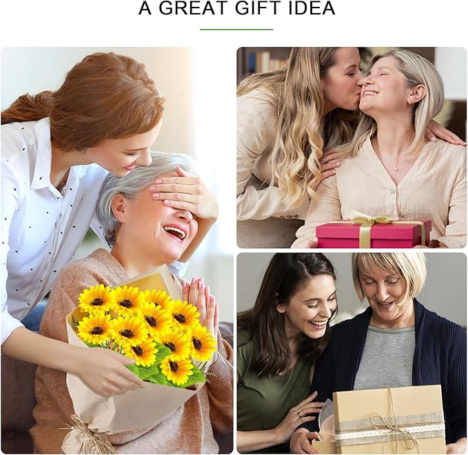 YJFWAL Solar Sunflower Lights 4 Pack with 24 Head Sunflower Outdoor Decorative Lights for Garden Gift for Mom and Friends, IP65 Waterproof Sunflower Garden Stake Lights for Yard Patio Lawn Pathway