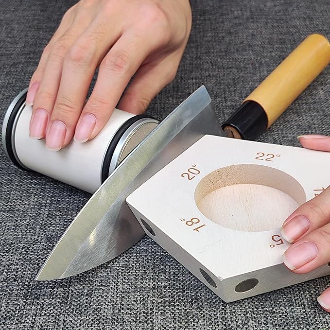 White Rolling Knife Sharpener, Professional Rolling Knife Sharpener Kit with 5 Magnetic Angle Offer 12/15/18/20/22° for Kitchen Knives (SET-B)