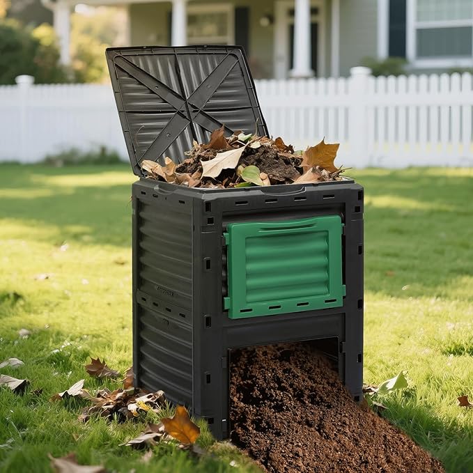 Athena Collection Compost Bin, 80 Gallon (300L) Large Outdoor Composter with Snap-On Lid & Aeration Vents, Easy to Assemble, Durable Outdoor composting Bins for Garden, Yard and Outdoor Use