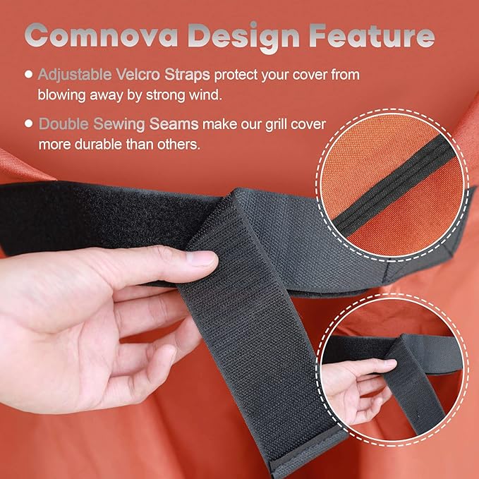 Comnova Grill Cover 75 Inch - 600D BBQ Cover for Outdoor Grill Heavy Duty and Waterproof, Large Barbecue Gas Grill Covers for Weber, Char-Broil, Nexgrill, Monument, Dyna-glo, Brinkmann and More