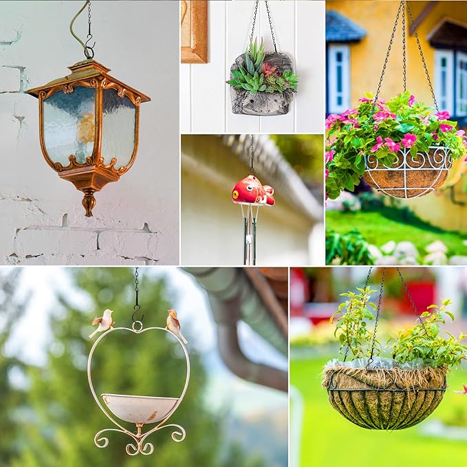 RIFNY Hanging Chains with Hooks, 15 Pieces 20 Inch Black Chain for Hanging Bird Feeders Planters Baskets Billboards Lanterns Wind Chimes Ornaments Outdoor/Indoor Use (20 inch 15pcs)