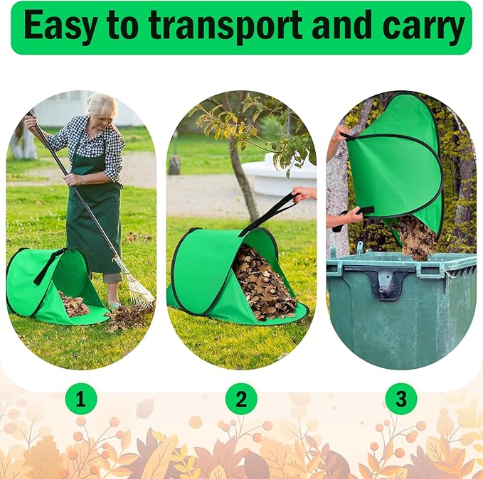 2025 New 60 Gallon Pop-Up Foldable Leaf Collector,Portable LeafBag,600D Oxford Cloth Leaves Pick Up Tool,Thicken Collapsible Leaves Picker Bag,Dustpan-Type Lawn Collector,Reusable Yard Garden Bag
