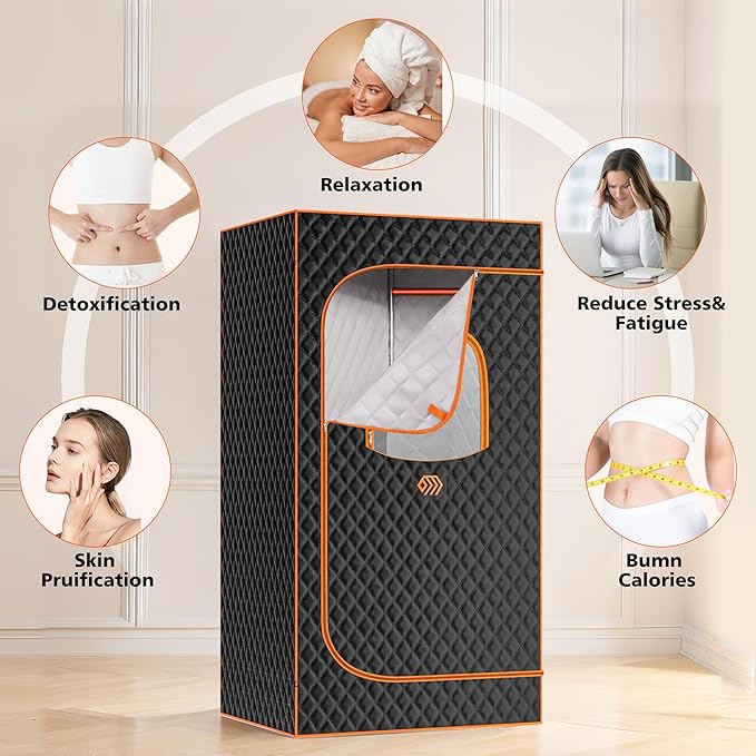Portable Sauna Box, Personal Steam Sauna for Home with Steamer, Remote Control, Folding Chair and Mat, Portable Steam Sauna Tent, Home Spa for Relaxation