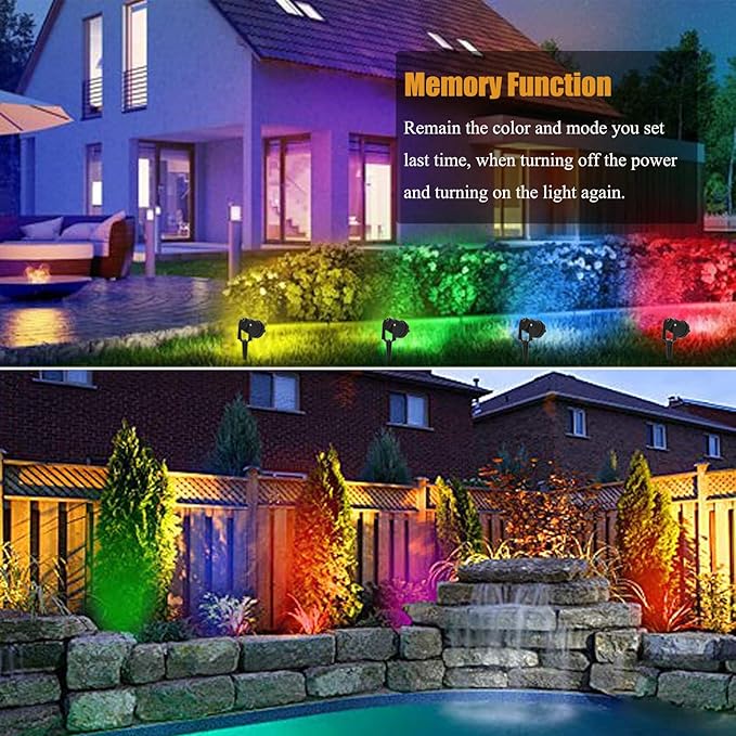 Low Voltage Landscape Lights Color Changing RGB 5W DC12V LED Landscape Lighting Outdoor Waterproof Spotlight Remote Control for Garden Pathway Christmas Decorative Light(8, Multi-Colored)