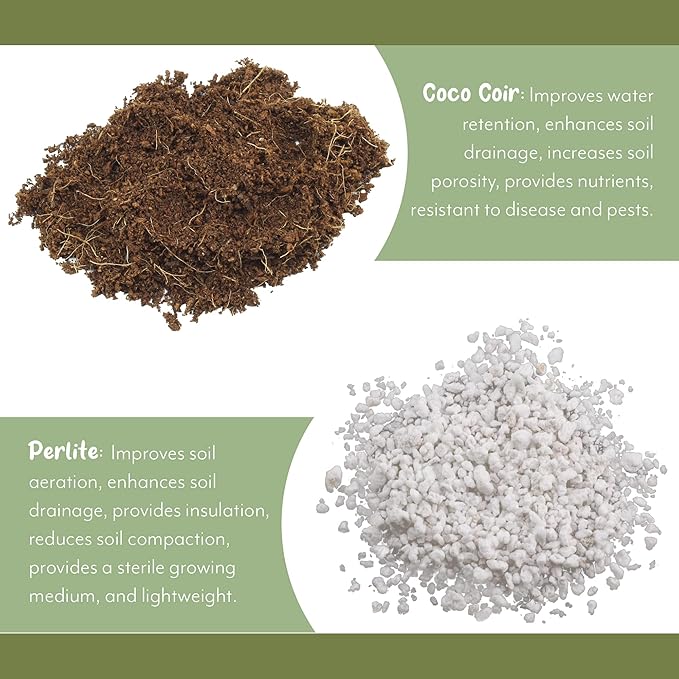 Coco Peat Perlite Potting Mix (12 Quarts), Loose Coconut Coir and Perlite