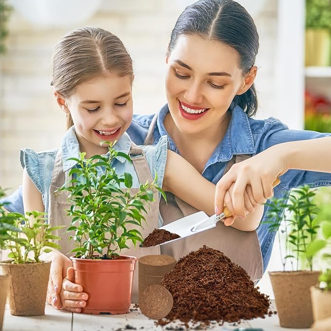 ZeeDix 100 Pcs (30mm) Compressed Coco Coir Fiber Potting Soil Seed Starters - Organic Coco Coir Pellet Fiber Soil for Planting Bonsai, Herbs, Plants, Flowers and Vegetables