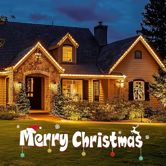 Minetom C9 Clear Christmas String Lights, 25FT 25 Blubs Bright & Warm Outdoor Christmas Lights, Long Life C9 String Lights for Tree Patio Gazebo Wreath, White Wire