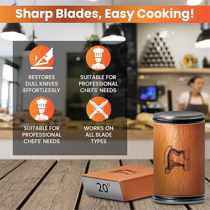 Diamond Rolling Knife Sharpener Kit - Manual Kitchen Knife Sharpener Set Multi-Angle Magnetic Holder(15° & 20°) Premium Magnetic Roller sharpener for Razor-Sharp Edges