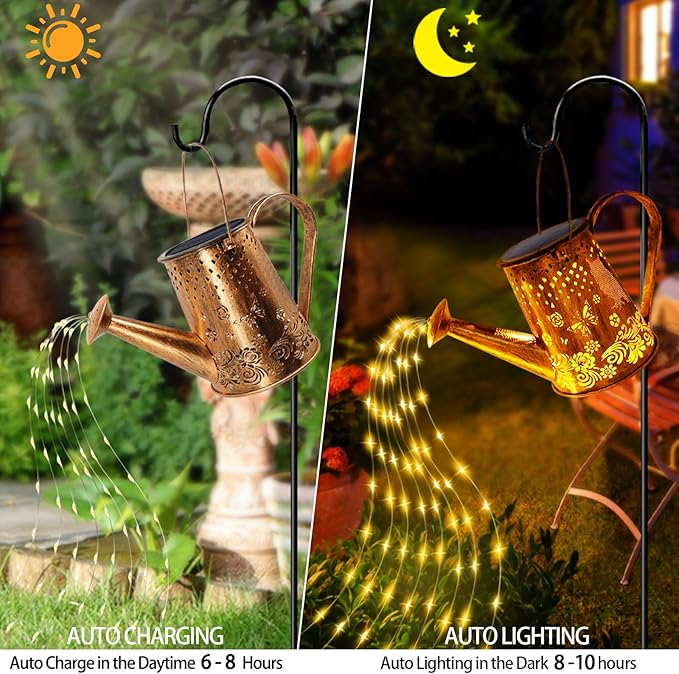Solar Watering Can Lights, Unique Owl Gardening Gifts for Mom Women Grandma Birthday, Waterproof Large Hanging Solar Lantern for Outdoor Garden Patio Yard Pathway