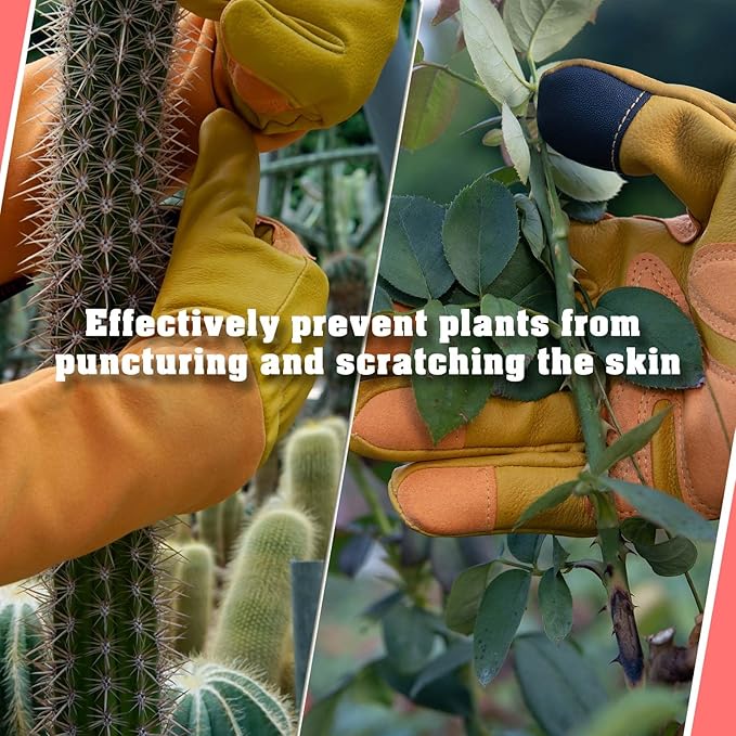 Long-Gardening-Gloves for Women/Men - Thorn Proof Rose Pruning Gloves Heavy Duty Gauntlet-L