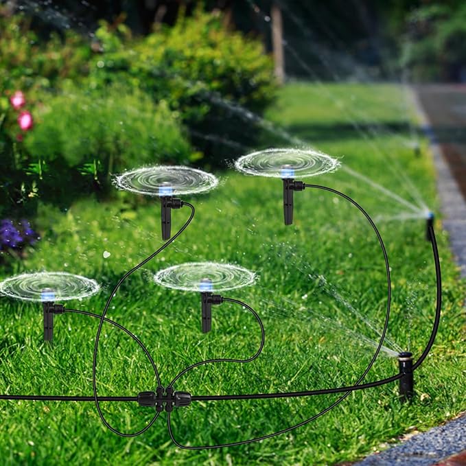 6PCS 1/2'' to 1/4'' Barbed Tee Quick Connector, Drip Irrigation Kits,Anti-Leak Locked Splitter Fitting for Irrigation Tubing 6-Way Connector and 4 Plugs