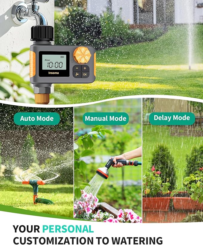 Sprinkler Timer, Hose Timer for Watering, Programmable Water Timer with Rain Delay/Manual/Automatic Irrigation System, Outdoor Garden Hose Faucet Timers for Yard Lawn