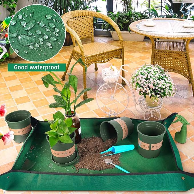 3 PCS 43"x 29" Large Repotting Mat Thickened Waterproof Potting Mat Foldable Potting Tray Portable Gardening Mat