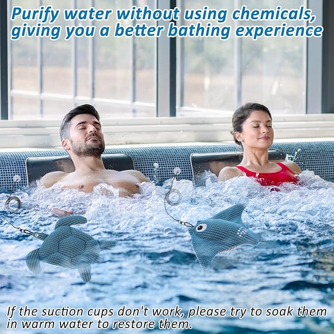 2 Pack Hot Tub Scum Absorber, 2025 Upgrade Reusable Scum Turtle and Devilfish Hot Tub Absorber Accessories Hot Tub Sponge for Spa & Pool Cleaner, Hot Tub Oil Absorbing Keeps Water Clean