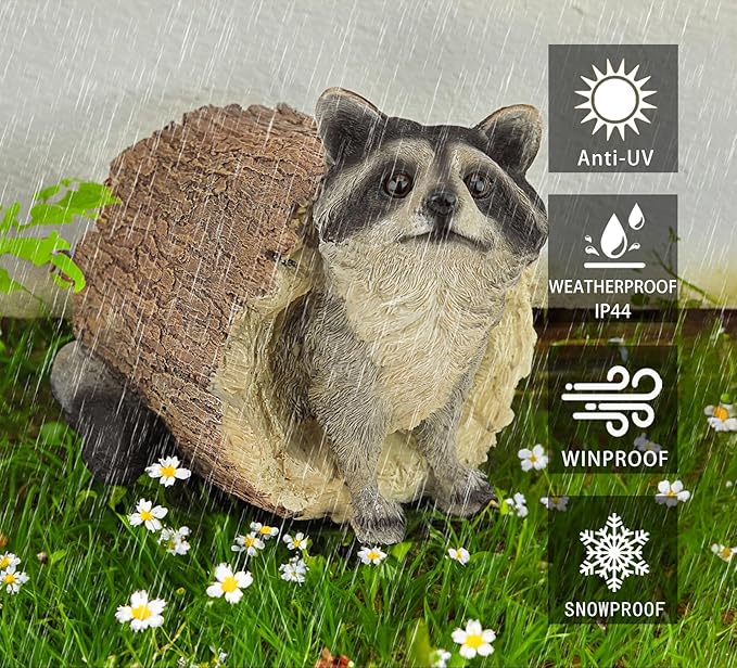 Teaeeno Garden Raccoon Decor Outdoor Animal Statue,Raccoon Decoration Large Lawn Ornament,Garden Animal Rustic Decor,Outdoor Decor Yard Lawn Home Decoration Yard Art,Outdoor Raccoons Gift