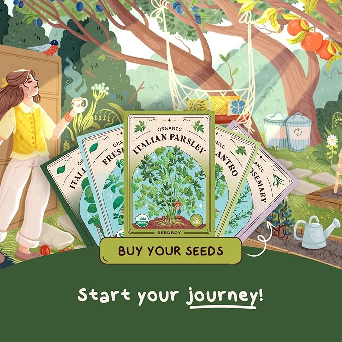 Organic Parsley Herb Seeds for Indoor Gardening or Planting Outdoors, Non-GMO and USDA Certified Herb Seed Packets, 125 Seeds/ 250mg (Italian Parsley)