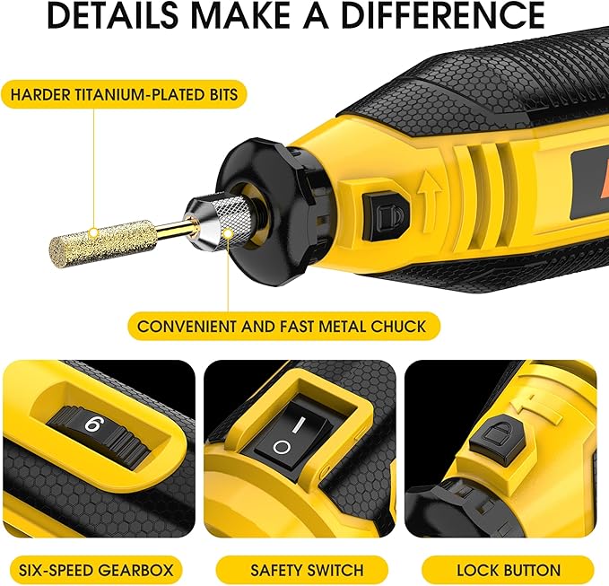 IZIO Yellow Professional Electric Chainsaw Sharpener Kit with 6 Grinding Heads &Precision Guide Plate – High-Efficiency Tool for Fast Blade Restoration,Compatible with All Chains(0.325" to 3/8" Pitch