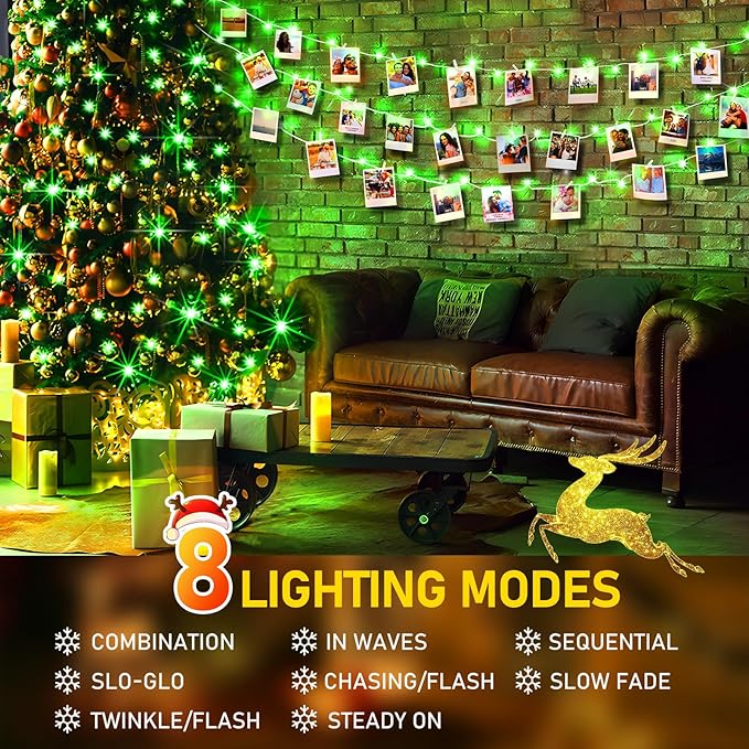 KNONEW 403FT 1000 LED Christmas String Lights Outdoor Green Wire Fairy Light 8 Modes & Timer Plug in Waterproof LED String Lights for Xmas Yard Tree Wedding Party Holiday Decorations(Green)