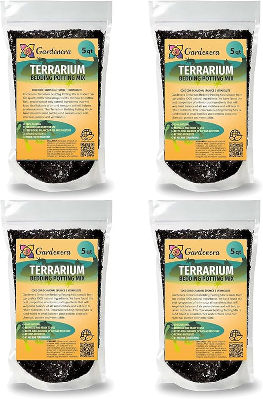 Terrarium Bedding - Custom Blend of Coco Coir, Charcoal, Pumice, and Vermiculite for Healthy Plant Growth - 20 QUARTS