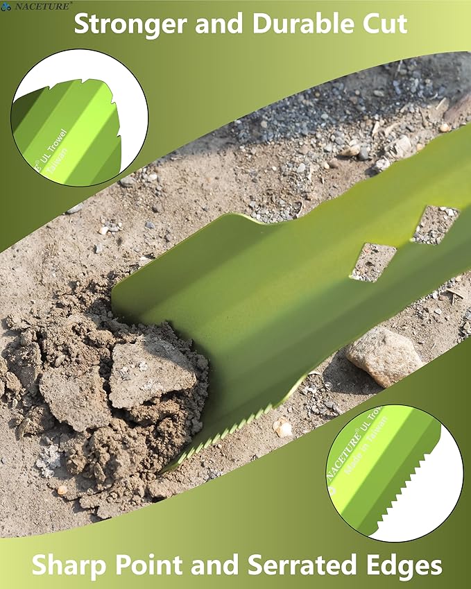 NACETURE Ultralight Backpacking Trowel Aluminum Shovel Small Potty Multitool with Longer Handle Design Essential for Hiking, Camping and Survival Bags (Green)