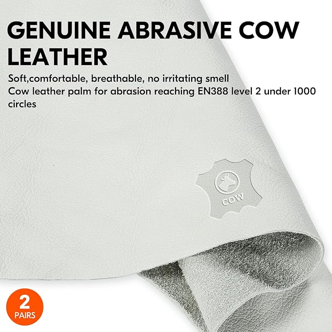 Vgo... 2 Pairs Chainsaw Gloves,Saw Protection on Both Hands Cow Leather Gloves (L, Orange, CA9760)