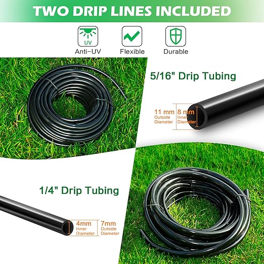 Drip Irrigation System:83FT Adjustable Irrigation Watering System for Garden Bed Greenhouse-Complete Drip Irrigation Kit with Mainline 1/4" Distribution Tubing Drip Emitters and Connectors