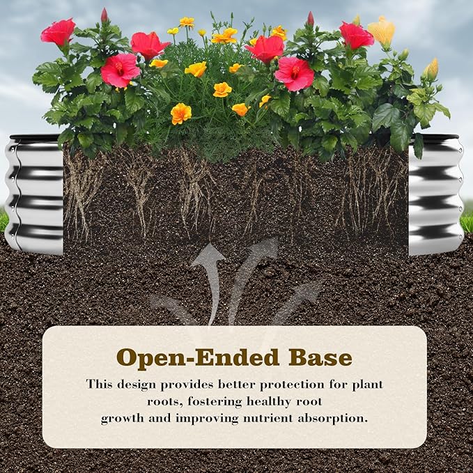 Galvanized Metal Planter Raised Garden Bed Kit for Gardening Outdoor,6x3x2ft Planter Grow Garden Box Raised Flower Bed,Long Vegetable Clearance Herb Raised Garden Beds for Container Gardening