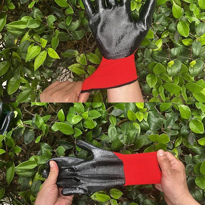 Evridwear Nitrile Coated Work Gloves,Superior Oil Resistance with Grip for Men Women Automotive,Gardening, Mechanic