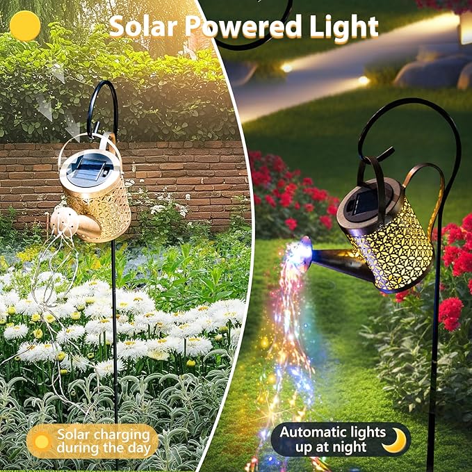 Solar Watering Can Light, Solar Yard Decorations Outdoor, Garden Decor Lights, IP65 Waterproof Hanging Lantern Lights, Flower Bed Decor, Gifts for Grandma, Women, Mom