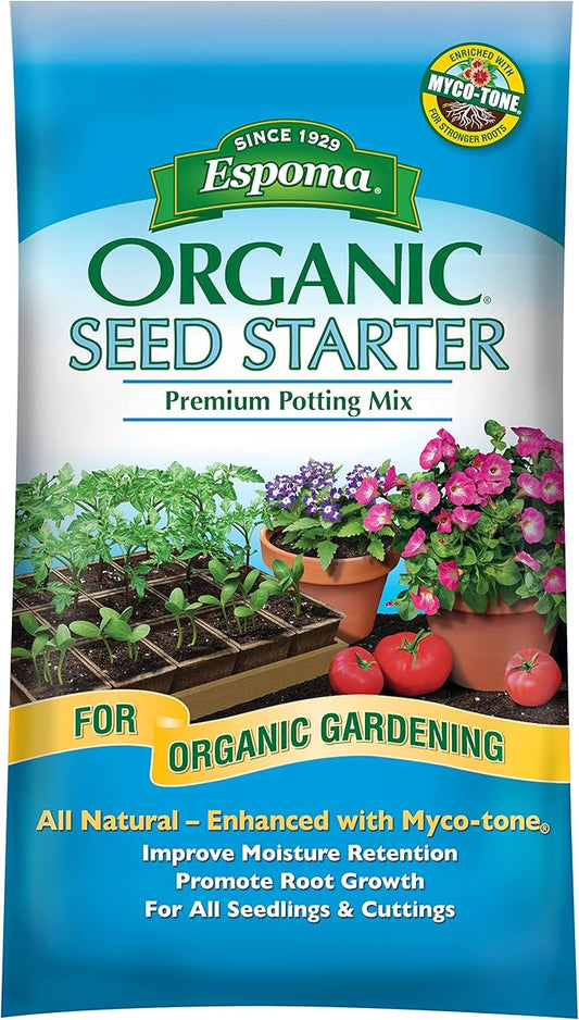 Espoma Organic Seed Starter Premium Potting Soil Mix - All Natural & Organic Seed Starting Mix with Mycorrhizae. For Organic Gardening, 16 qt, bag - Pack of One