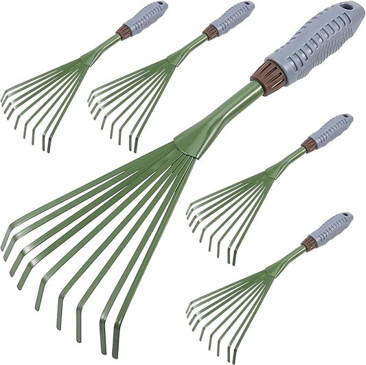 5 PCS 9 Teeth Garden Hand Rake, Small Hand Fan Rake with Non Slip Grip, Thicken Hand Rake Garden Tool for Gardening, 15.4 x 6.3 x 1.7 Inch