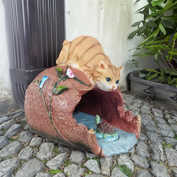 Cat Statues Gutter Downspout Extension Statues Garden Decoration,Resin Statue Outdoor Decor,Animal Downspout Diverter,Gutter Extension Decorative,3"×4" Downspout Extender Diverter Splash Block