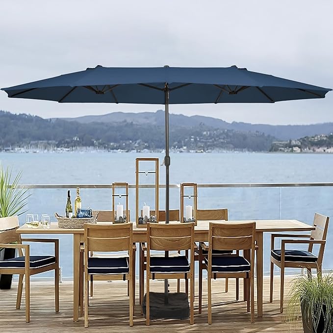 Sundale Outdoor 15ft Large Patio Umbrella with Base Included and Umbrella Cover, Outdoor Double-Sided Umbrella