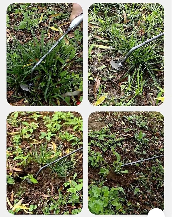 Weed Removal Tool, 2025 New Garden Weeding Tools Manganese Steel Hand Weeder Tool with Handle, 4 Teethes Dual Purpose Manual Weeders Tool Weed Pulling Tool for Garden (Wooden Handle)