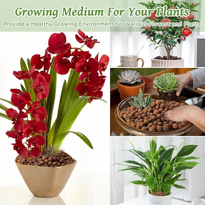 Riare 8 LBS Organic Expanded Clay Pebbles for Plants- 4mm-16mm Natural Leca Balls Lightweight Hydroponic Clay Pebbles for Indoor Plants, Hydroponic Growing, Plants Drainage, Aquaponics, Terrarium