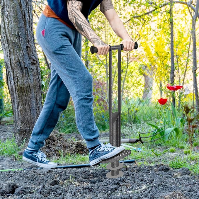 Dolibest Bulb Planter Tool with Soft Rubber Grip, Weeding Tool with Adjustable Depth (2-4-6''), Sod Plugger with Centre Auto Dump Design- The Ultimate Gardening Tool for Planting Bulbs and More