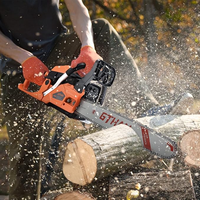 Gas Powered Chainsaw 62cc 2-Cycle Chain Saw 20 Inch Guide Bar Cordless Chainsaw Gasoline for Cutting Forest Wood Garden Trimming Tools