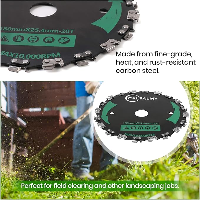 (2-Set) 7" x 20T Chainsaw Tooth Brush Blades – 2 Blades, 3 Assorted Round Files (5/32’’, 3/16'', 11/64'') and 4 Washers | for Cutter, Trimmer, Weed Eater | Made from Carbon Steel, Cuts Like Butter